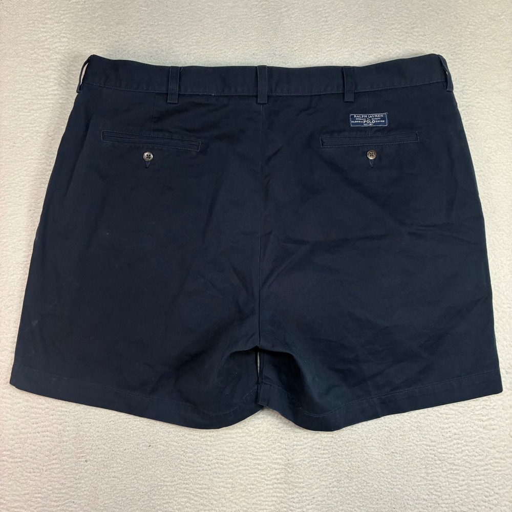 Vintage Polo Ralph Lauren Andrew Short Men 40x6 Blue Pleated Chino Preppy Cotton